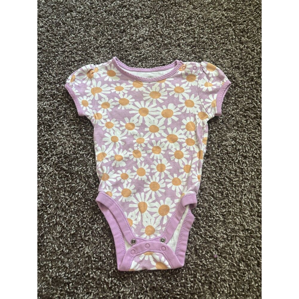 Old Navy Baby Girls Daisy Floral Print Short Sleeve Shirt 6-12 Months